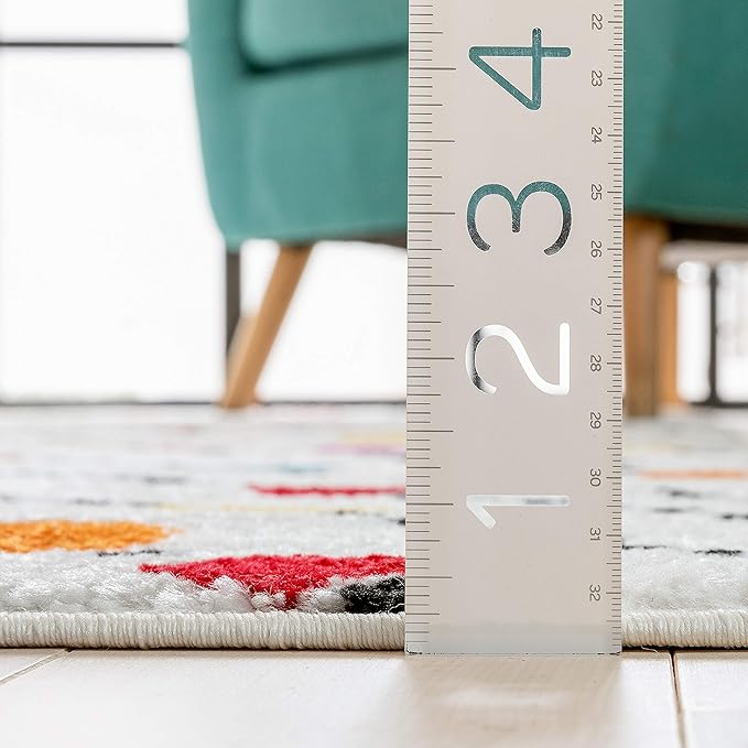 Well Woven Modern Rug Dandy Dots Stripes Ivory 5' x 7'Accent Area Rug Entryway Bright Kids Room Kitchn Bedroom Carpet Bathroom Soft Durable Area Rug