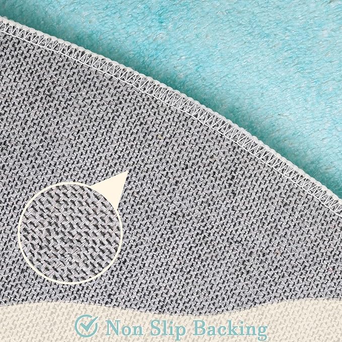 Topotdor Round Kids Play Rug Alphabet Nursery Area Rug Extra Large Soft Crawling Play Mat for Children Toddlers Bedroom (47 inch, Teal)