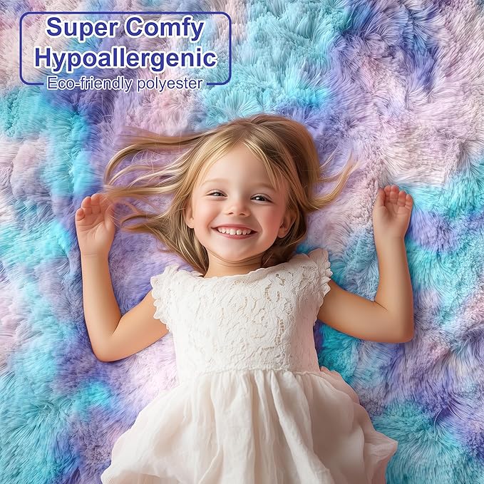 PAGISOFE Furry Rainbow Rugs for Bedroom Girls, 2x4 Soft Purple Shag Tent Rugs for Livingroom, Bedside, Kids Room, Nursery, Home Decor, Fluffy Fuzzy Carpet Plush Mermaid Kawaii Throw Rug Pink Rug