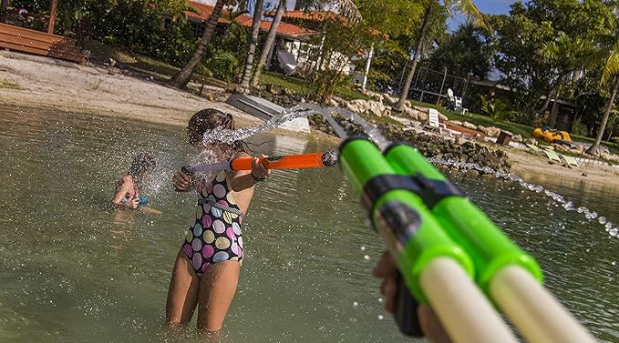 Stream Machine Water Gun Launcher - Double Barrel Water Blaster - Squirt Gun for Outdoor Games - Swimming Pool Toys (Colors Vary)