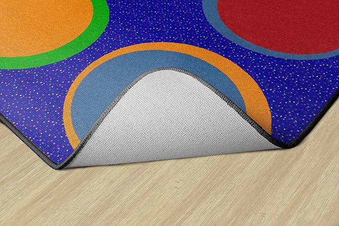Flagship Carpets Sitting Spots Seating Rectangle Area Rug for Children's Classroom or Kids Playroom, and Home Learning Carpet, Seats 30, 10'6" x 13'2", Blue