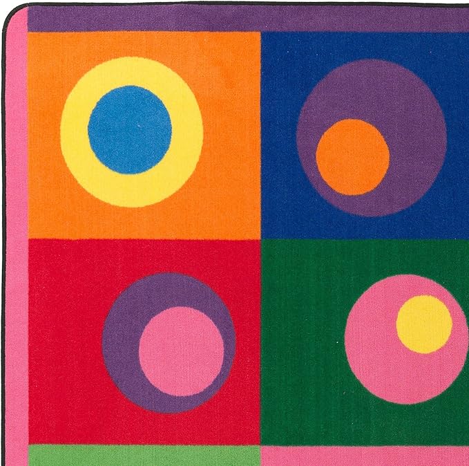 Flagship Carpets Multi Silly Circles Colorful Abstract Children's Classroom Area Rug for Kids Room Seating Décor, Play Carpet for Teaching and Playing, (Seats 20), 5'10" x 8'4", Rectangle