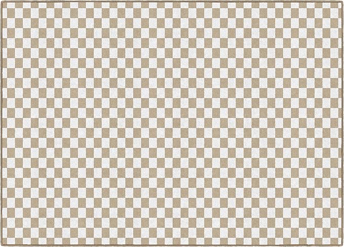Flagship Carpets Schoolgirl Style Brown and White Checkerboard Educational Area Rug for Kids Room Seating Décor, Children's Classroom, Play Carpet for Teaching and Playroom, 5' x 7'6", Neutral