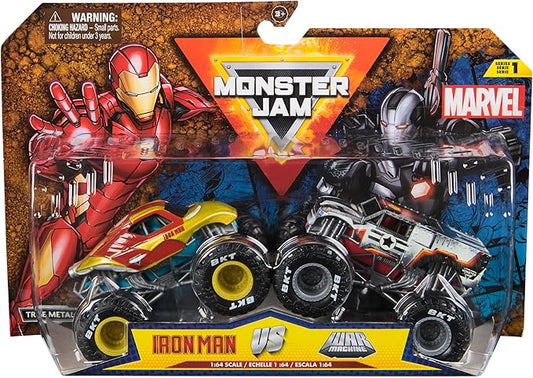 Monster Jam, Marvel Official Iron Man Vs. War Machine Die-Cast Monster Trucks, 1:64 Scale, Kids Toys for Boys and Girls Ages 3 and up