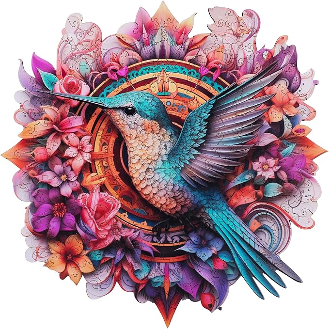 Hummingbird 200 Pieces Wooden Jigsaw Puzzles for Adults with Unique Irregular Shape Fun Challenging Bird Puzzles for Kids and Couples on Birthday,Children’s Day,Christmas 11.3"x 11.3"