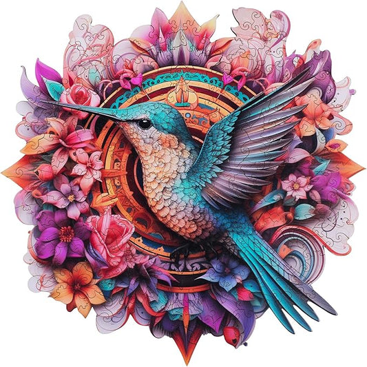 Hummingbird 200 Pieces Wooden Jigsaw Puzzles for Adults with Unique Irregular Shape Fun Challenging Bird Puzzles for Kids and Couples on Birthday,Children’s Day,Christmas 11.3"x 11.3"