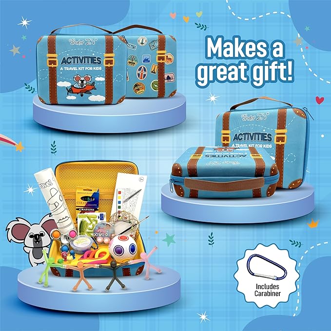 TRADER Z'S-New Travel Activity Kit, Kids and Toddlers Toys, Car Road Trip Essentials, Airplane and Vacation Must Have, Camping Essentials, Kids Travel Games, Sensory Toys.