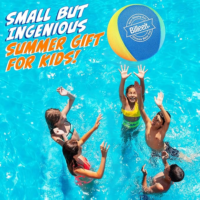 5Pcs Water Skipping Balls Set for Pool Play, Multi-Colored Splash Water Bouncing Balls, Fun Water Pool Beach Swim Toys & Games for Kids 3+ 4-8-12 and Adults