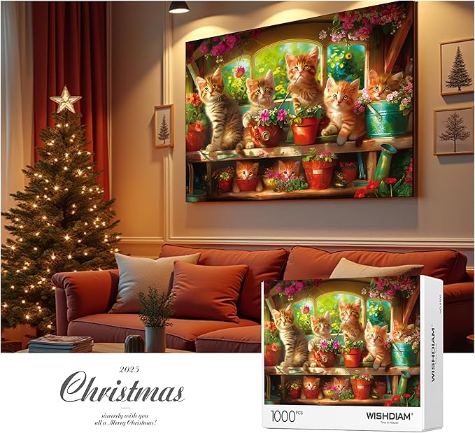 Jigsaw Puzzles 2 Pack 1001 Pieces - WISHDIAM Puzzles for Adults - Cute Kitten Cats Funny Pets Lovers Challenging Puzzles Gifts for Men Women