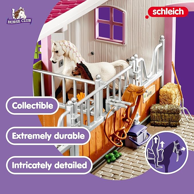 Schleich Horse Club - 97PC Riding Center Horse Toy Playset with Rider, 2 Horses, Barn and Farm Figurine Accessories for Girls and Boys - Interactive Play Figures - Realistic Kids Toys Ages 5+ - 42344