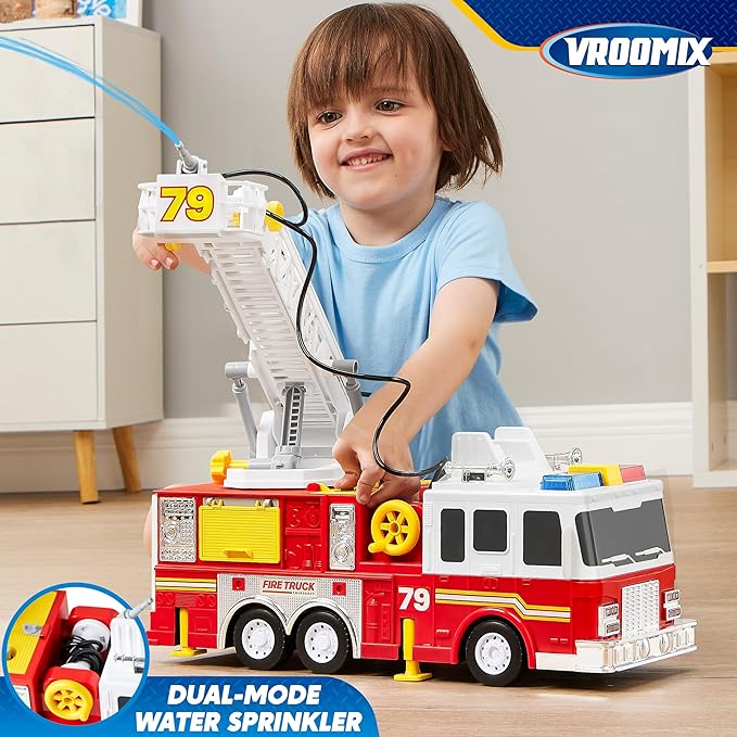 JOYIN Extra Large Fire Truck Toys for Boys Girls with 33-inch Ladder, Lights, Realistic Sirens & Button, Big Firetruck Engine for Toddlers 3+, Christmas Birthday Gift