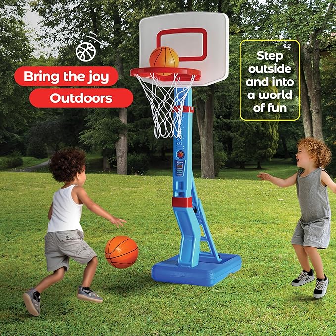 Play22 Toddler Basketball Hoop Indoor for Kids - Height Adjustable Baby Basketball Hoop Set, 4 Balls & Pump, Boys & Girls Toddler Outdoor Toys for Ages 3-5, Outside Toys for Toddlers