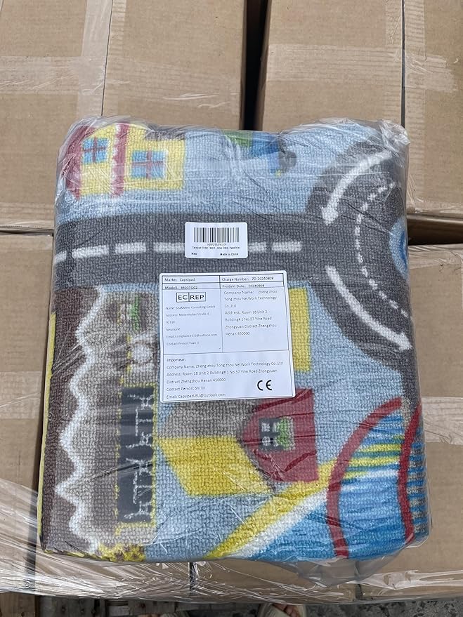 Capslpad Kids Rug 6'6" x 5'0" Educational Learning Kids Play Area Rug Large Traffic Road Cars Rug Play Mat for Kid Toy Nursery Rug Kid Car Carpet for Playroom Living Room Classroom Decor, Sky Blue