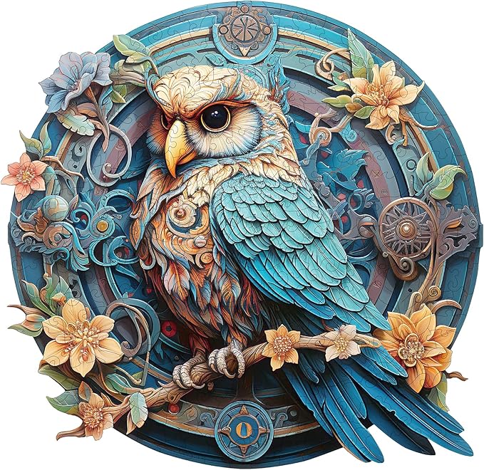 Wooden Puzzles for Adults,Wise Owl (M-263pcs) Wooden Jigsaw Puzzles, 11.7*11.3 in Unique Shaped Animal Wood Puzzles Adults, Birthday Gifts Wooden Animal Puzzles for Kids Family Puzzle Games
