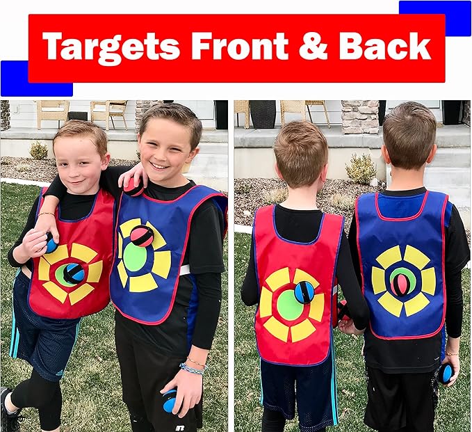 Ultimate Dodgeball Game for Kids | 2-Player Toy Set 2 Vests, 6 Dodge Balls, & Drawstring Bag | Fun Dodge Tag Game for Indoor and Outside for Boys and Girls 6+ Years