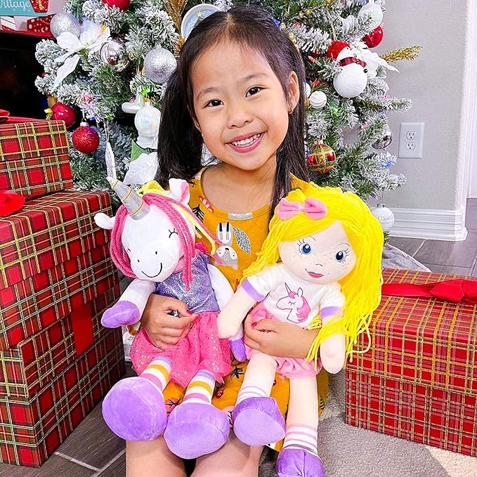 Soft Plush Baby Doll - 18 Inch Rag Dolls for Girls and Boys, Infants & Babies, My First Plush for 1 Year Old, Stuffed Doll - Eimmie