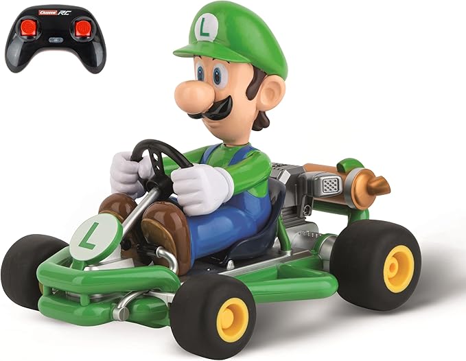 Carrera 200984P RC Official Licensed Mario Kart Pipe Kart Luigi1:18 Scale 2.4 Ghz Remote Radio Control Car with Rechargeable LiFePO4 Battery - Kids Toys Boys/Girls