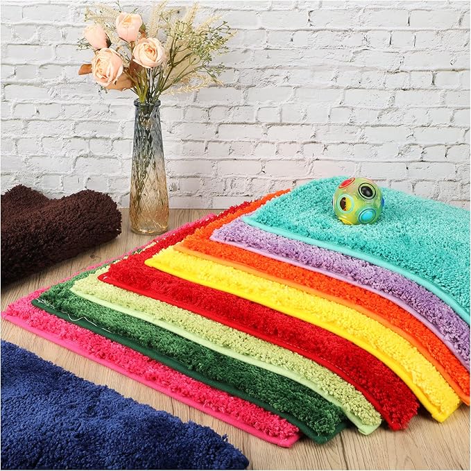 10 Pcs Kids Carpet Square Seats Soft Rainbow Floor Rug Mats Warm Colorful Hemming Floor Rug Cushions for Classroom Group Story Activity Home Play Area(18 Inch,Cute Color)