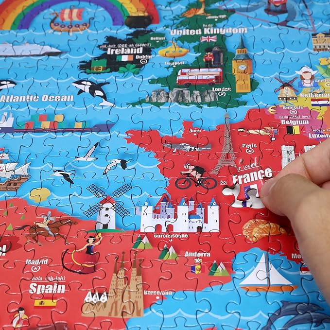 Think2Master Colorful Map of Europe 1000 Pieces Jigsaw Puzzle for Kids 12+, Teens, Adults & Families. Great Gift for stimulating Interest in The European Map. Size: 26.8” X 18.9”