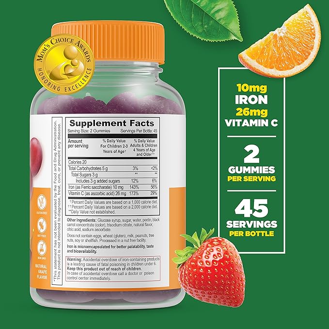 Lifeable Zinc Kids + Iron & Vitamin C Kids, Gummies Bundle - Great Tasting, Vitamin Supplement, Gluten Free, GMO Free, Chewable Gummy