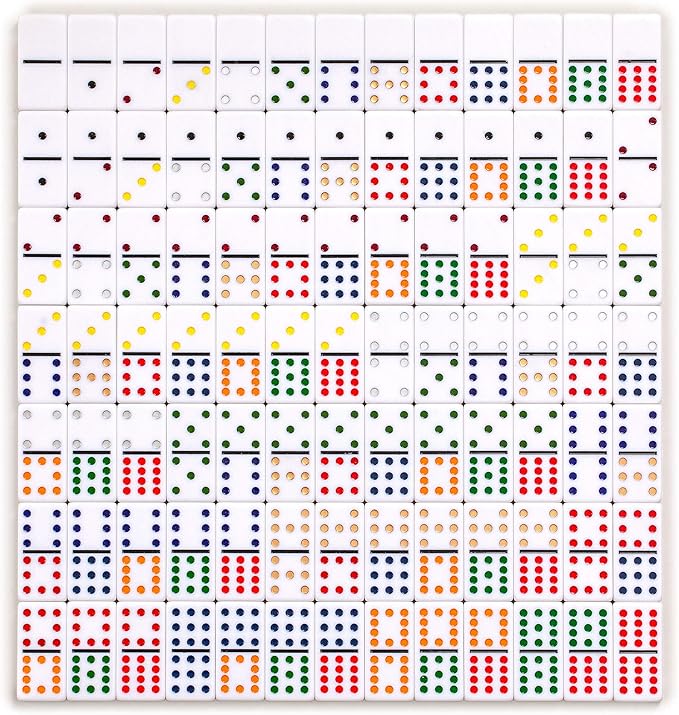 Yellow Mountain Imports 91 Tiles Double 12 Dominoes (Pips/Dots) Game Set with Wooden Case and 4 Racks