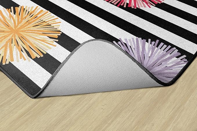Flagship Carpets Schoolgirl Style Just Teach Poms Classroom Area Rug for Indoor Classroom Learning or Kid Bedroom Educational Play Mat, 7'6" x 12', Multi