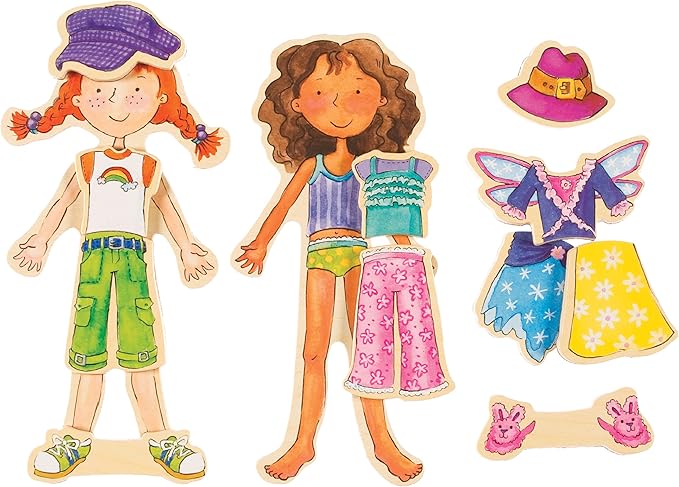 Bendon TS Shure Daisy Girls 40-Piece Wooden Magnetic Dress Up Doll 50463