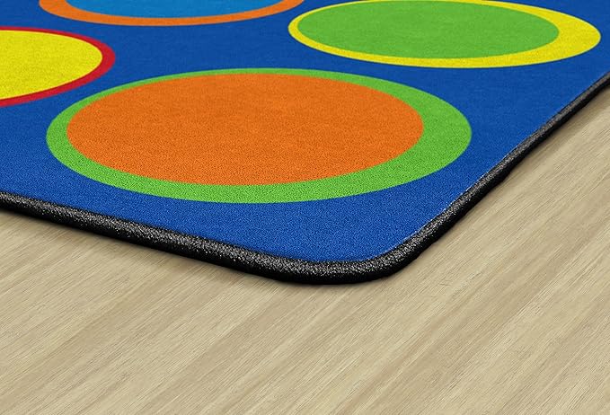 Flagship Carpets Sitting Spots Seating Rectangle Area Rug for Children's Classroom or Kids Playroom, and Home Learning Carpet, Seats 24, 7'6" x 12', Blue