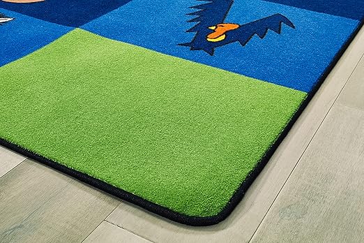 Carpets for Kids 5512 A to Z Animals Literacy Classroom Seating Rug 7ft 6in x 12ft Rectangle Blue