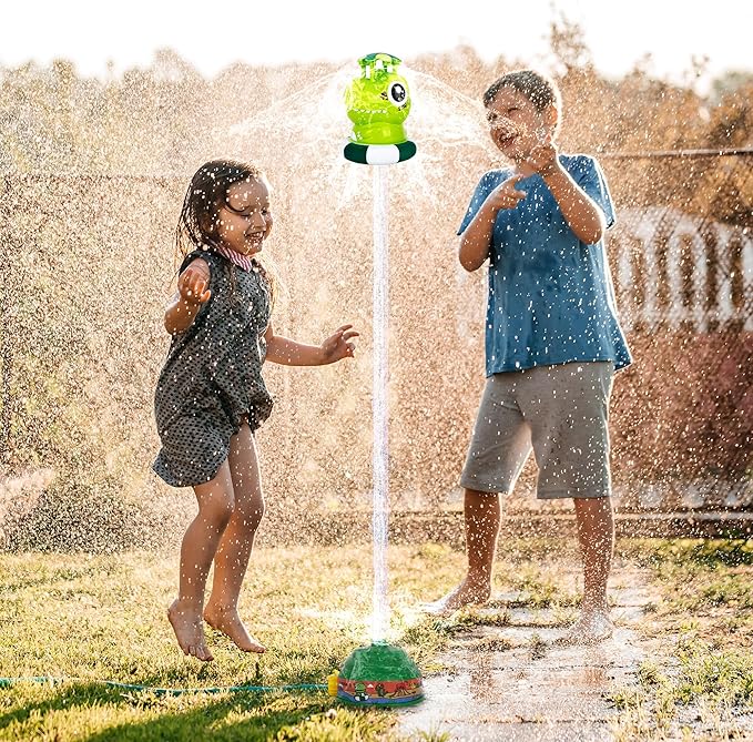 ArtCreativity Dinosaur Water Rocket Launcher Sprinkler Toys for Kids, Outdoor Water Toys for Kid Ages 4-8, Dino Rocket Launcher for Kids - Powered Liftoff 9-16ft & Spin, Summer Fun for Kid Outdoor