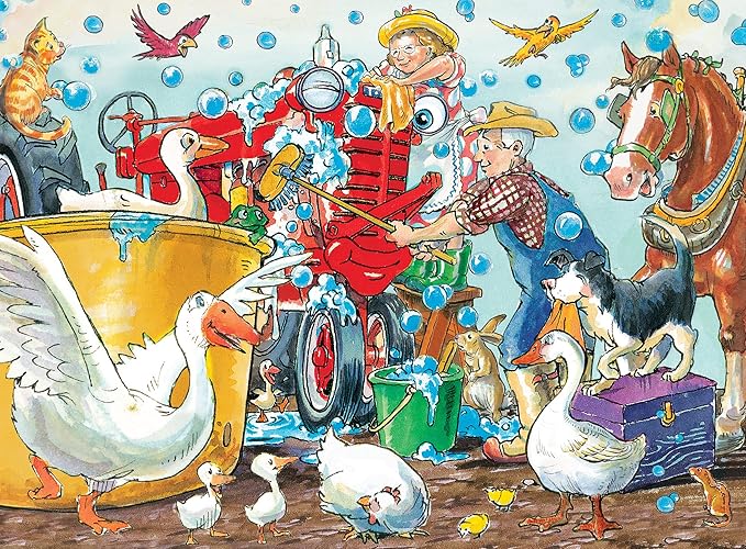 MasterPieces Licensed 60 Piece Vintage Jigsaw Puzzle for Kids - Tractor Mac Squeaky Clean - 14"x19"