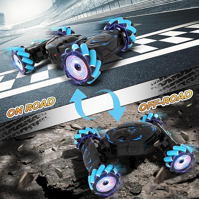 Gesture Sensing RC Stunt Car, Toys for Boys 6-8, Gifts for Boys 6 7 8 9 10 11 12, Birthday Gifts for Boys, Remote Control Car for Boys 8-12, 360° Rotate 4WD Off-Road with Lights Music Spray
