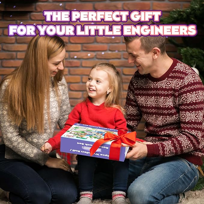 172Pcs Wooden Train Set for Toddlers, Wooden Train Track - Expandable and Changeable, Safe Educational Train Toys Gift for Boys & Girls Kids Ages 3-5 4-8, Compatible with All Major Brands