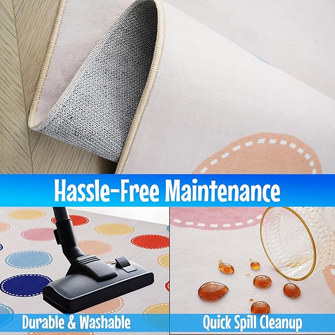 Hudson Comfort Classroom Rug 8x10 - Rugs for Elementary, Daycare, Nursery, and Playroom - Super Soft Non-Slip Carpet - Kids Fun Floor Mat for Playtime (Rainbow)