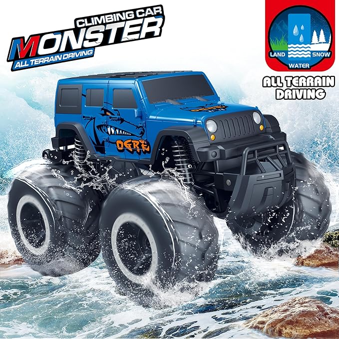 Threeking 1:16 Waterproof Monster Truck SUV Toys RC Cars Remote Control Car Truck Toys 4WD All Terrain Off-Road Car Toy Gifts Presents 6 7 8 9 10 11 12 Year Old Kids Boys Girls Toys