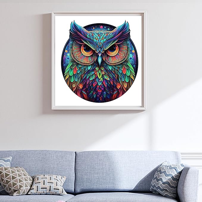 Unique Wooden Jigsaw Puzzles - Cute Owl, 200 Pcs Medium Size 11.2'' x 10.5'', Luxurious Animal Shaped Wood Puzzle, Beautiful Package, Best Gift for Adults