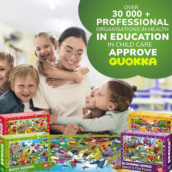 QUOKKA Puzzles for Kids Ages 6-8 - Toddler Puzzles Ages 4-6 - 4-Pack 60 Piece Search and Find Animals and Bugs Jigsaw Puzzle 5-8 - Learning Toys for 3 Year Old Boys and Girls - Educational Games Gift