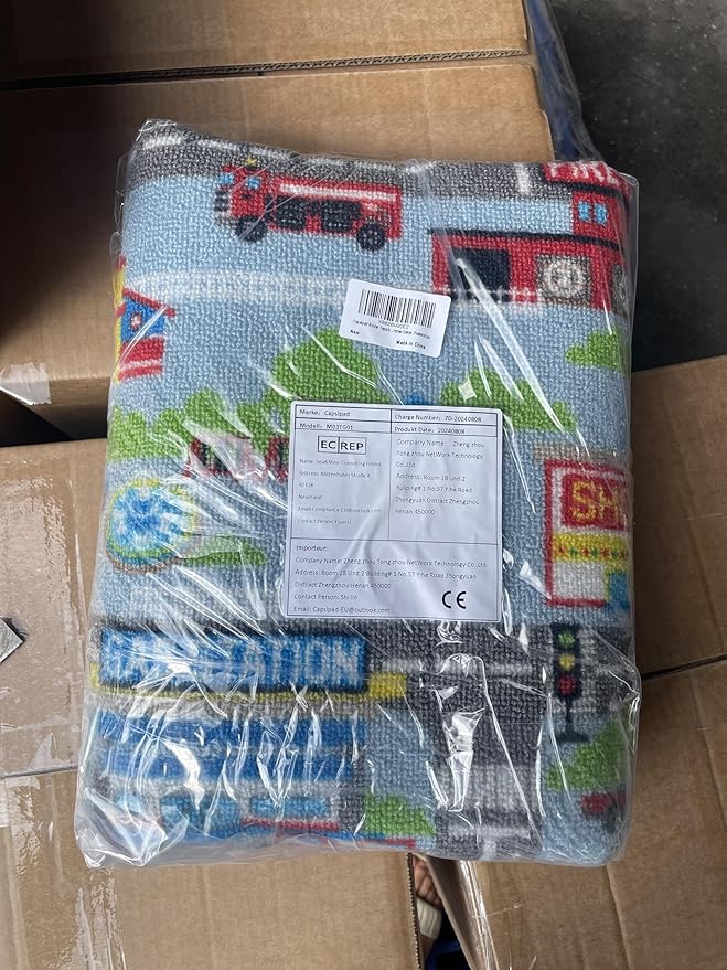 Capslpad Kids Rug for Playroom 3'3" x 5'2" Educational Learning Kids Play Area Rug Large Traffic Road Cars Rug Play Mat for Kid Toy Nursery Rug Kids Car Carpet for Living Room Home Decor, Sky Blue