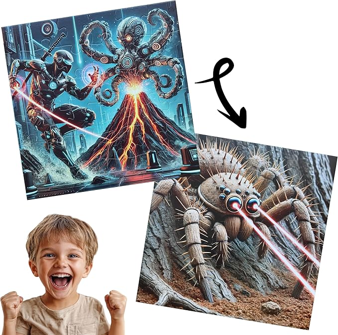 Kids Puzzle Double-Sided Jigsaw – Ninja Robot & Laser Spider – 36-Piece Toddler, Preschool, & Elementary Puzzle (Ideal for Ages 3-8) | Fun Educational Toy & Gift