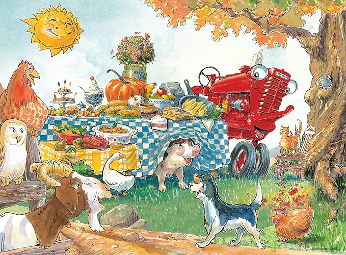 MasterPieces Licensed 60 Piece Vintage Jigsaw Puzzle for Kids - Tractor Mac Dinner Time - 14"x19"