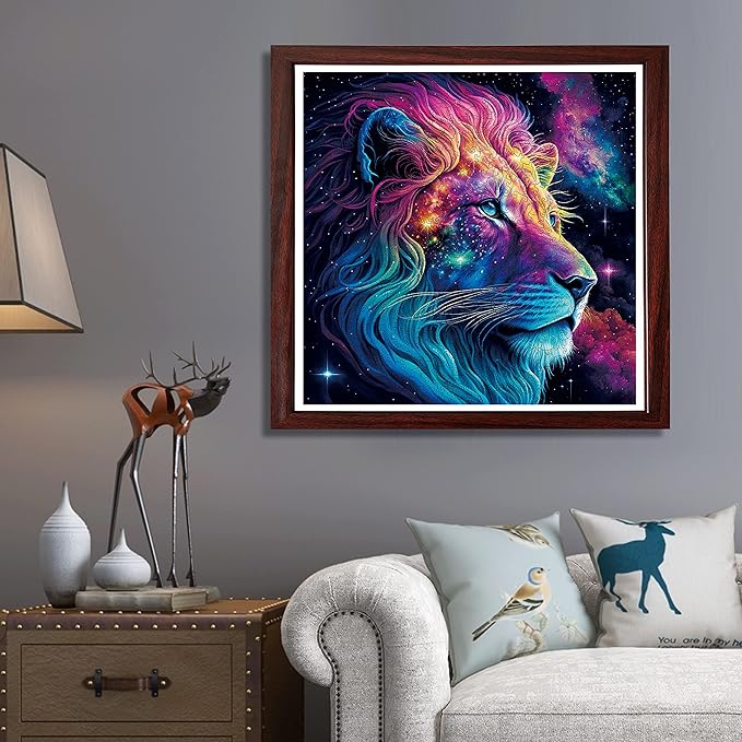 Unique Wooden Jigsaw Puzzles - Starry Lion, 200 Pcs Medium Size 11.2'' x 11.2'', Luxurious Animal Shaped Wood Puzzle, Beautiful Package, Best Gift for Adults