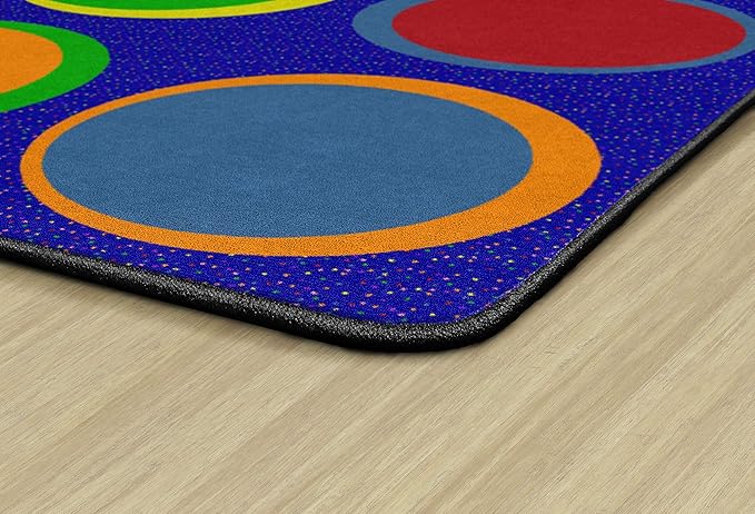 Flagship Carpets Sitting Spots Seating Rectangle Area Rug for Children's Classroom or Kids Playroom, and Home Learning Carpet, Seats 30, 10'6" x 13'2", Blue
