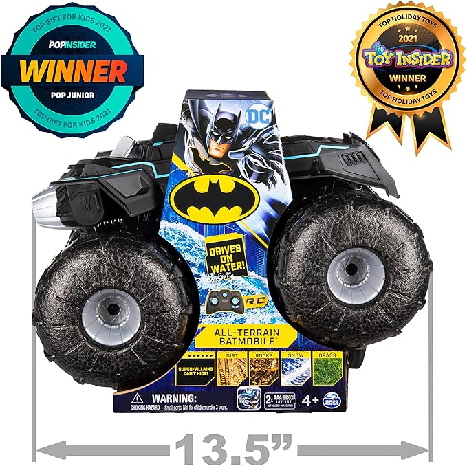DC Batman, All-Terrain Batmobile Remote Control Vehicle, Water-Resistant Batman Toys for Boys Aged 4 and Up