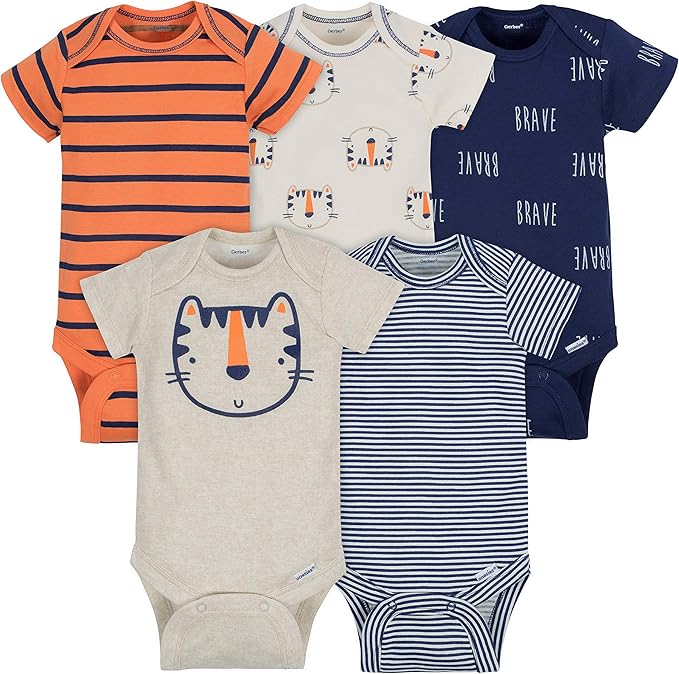 Gerber baby-boys 5-pack Short Sleeve Variety Onesies Bodysuits