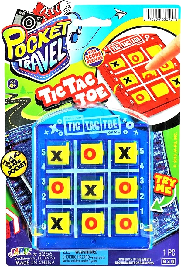 JA-RU Portable Tic Tac Toe (1 Pack) Classic Mini Board Games for Kids. Pocket Travel Size. Party Favor Birthday Stocking Stuffer. 3256-1