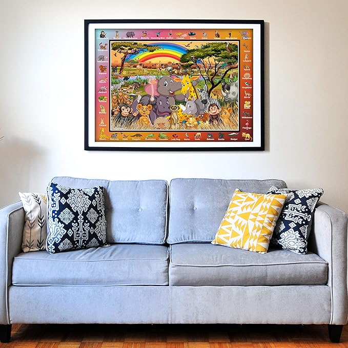 Think2Master Zoo Animals of The Savanna Jungle Safari 100 Pieces Jigsaw Puzzle. Fun Educational Toy for Kids, School & Families. Great Gift for Boys & Girls Ages 5-8 4-6 6-8 8-10 23.4” X 16.5”