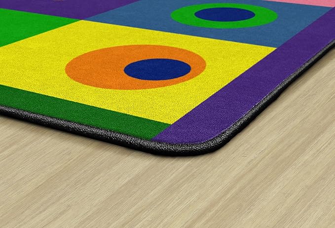 Flagship Carpets Multi Silly Circles Colorful Abstract Children's Classroom Area Rug for Kids Room Seating Décor, Play Carpet for Teaching and Playing, (Seats 35), 10'6" x 13'2", Rectangle