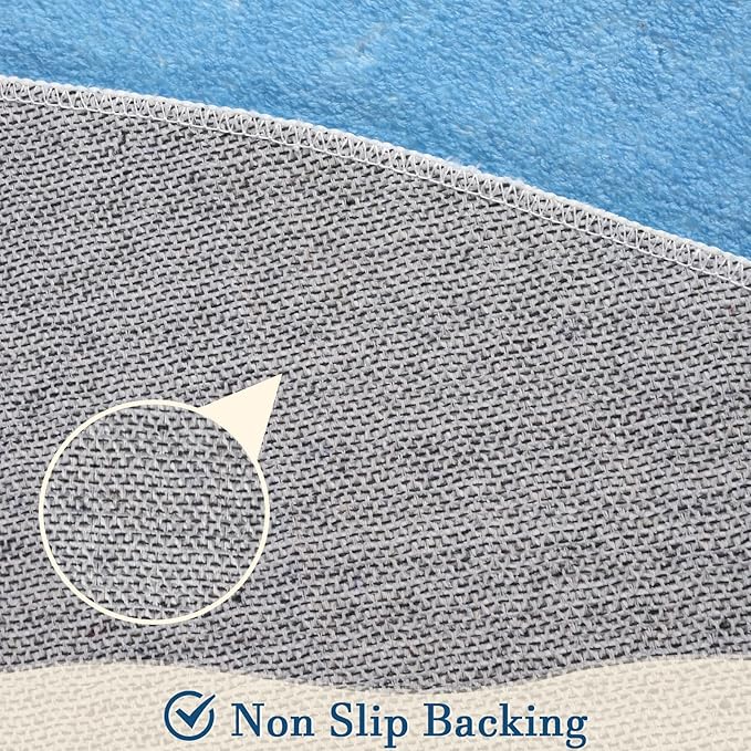 Topotdor Round Kids Play Rug Alphabet Nursery Area Rug Extra Large Soft Crawling Play Mat for Children Toddlers Bedroom (63 inch, Sky Blue)