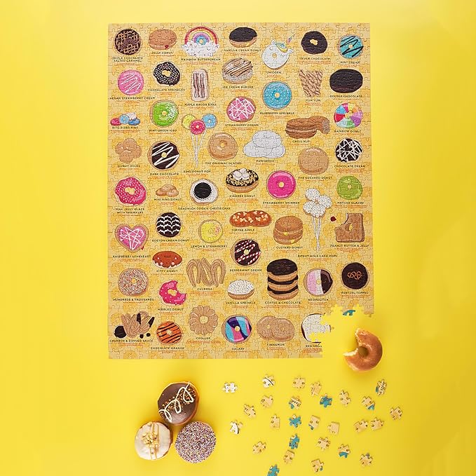 Ridley's Donut Lover's 1,000-Piece Jigsaw Puzzle – Donut Puzzle with Fun and Bright Illustration, Sturdy Storage Tube Included – Activity Puzzle – Makes a Great Gift