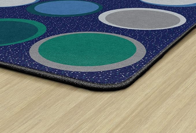 Flagship Carpets Sitting Spots Seating Rectangle Area Rug for Children's Classroom or Kids Playroom, and Home Learning Carpet, Seats 20, 6' x 8'4", Cool Blue